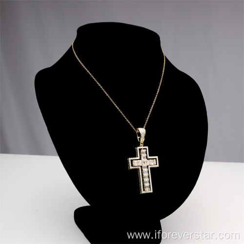 silver cz pave cross charm pendant jewelry